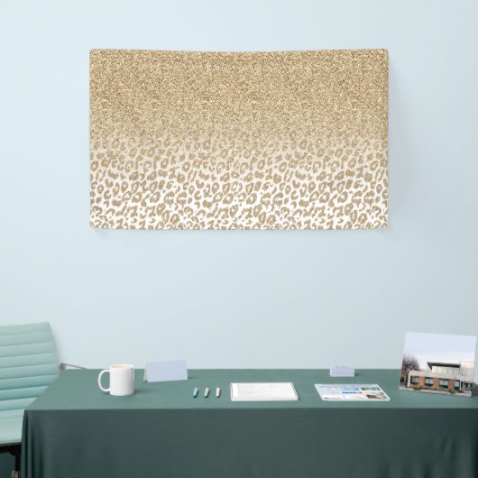 Trendy Gold Glitzer und Leopard Print Gradient Banner (Messeveranstaltung)