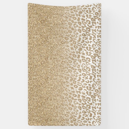 Trendy Gold Glitzer und Leopard Print Gradient Banner (Vertikal)