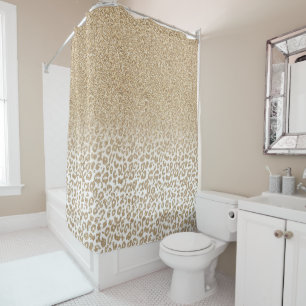 Trendy Gold Glitzer und Leopard Print Gradient Duschvorhang