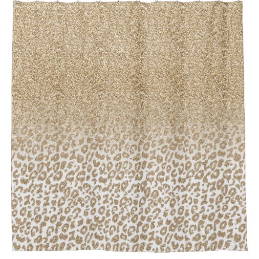Trendy Gold Glitzer und Leopard Print Gradient Duschvorhang (Vorderseite)