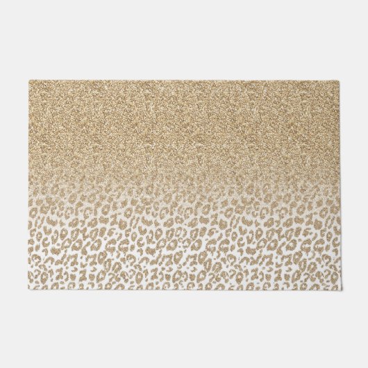 Trendy Gold Glitzer und Leopard Print Gradient Fußmatte (Vorderseite)