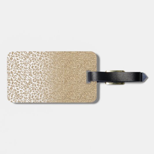 Trendy Gold Glitzer und Leopard Print Gradient Gepäckanhänger (Rückseite horizontal)