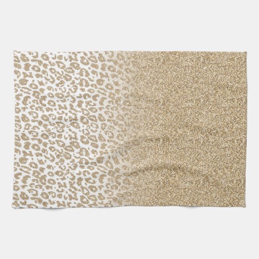 Trendy Gold Glitzer und Leopard Print Gradient Geschirrtuch (Horizontal)