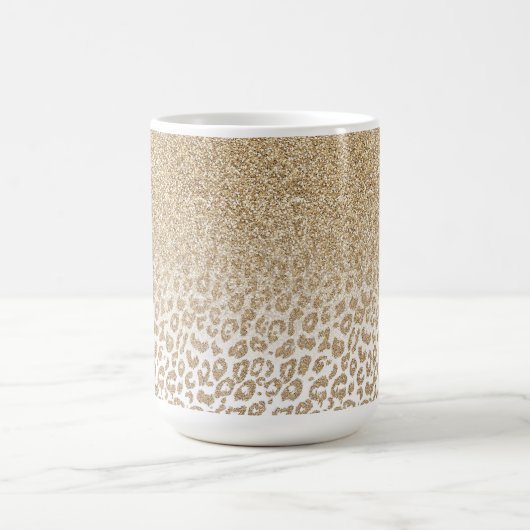Trendy Gold Glitzer und Leopard Print Gradient Kaffeetasse (Mittel)
