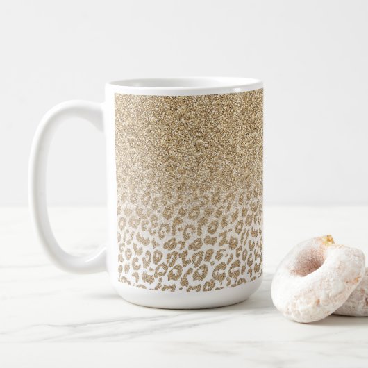 Trendy Gold Glitzer und Leopard Print Gradient Kaffeetasse (Mit Donut)