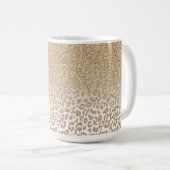 Trendy Gold Glitzer und Leopard Print Gradient Kaffeetasse (VorderseiteRechts)