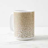 Trendy Gold Glitzer und Leopard Print Gradient Kaffeetasse (Vorderseite Links)