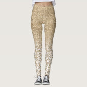 Trendy Gold Glitzer und Leopard Print Gradient Leggings (Vorderseite)