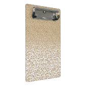 Trendy Gold Glitzer und Leopard Print Gradient Mini Klemmbrett (Schrägansicht)