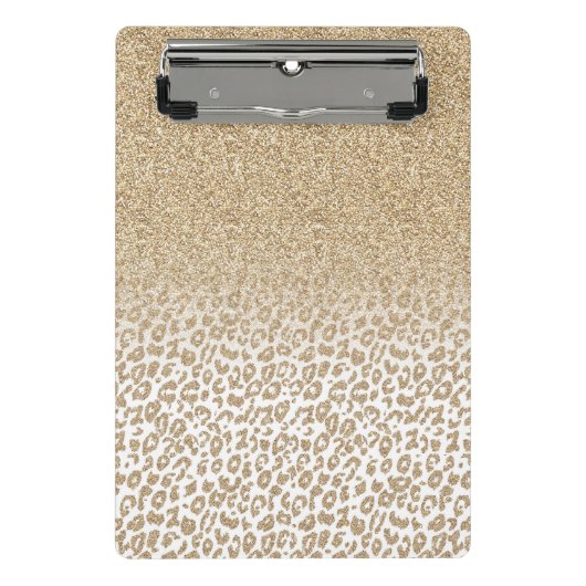 Trendy Gold Glitzer und Leopard Print Gradient Mini Klemmbrett (Vorderseite)