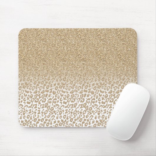 Trendy Gold Glitzer und Leopard Print Gradient Mousepad (Mit Mouse)