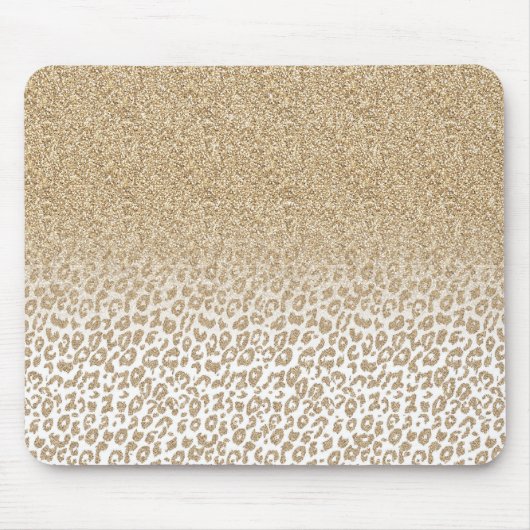 Trendy Gold Glitzer und Leopard Print Gradient Mousepad (Vorne)