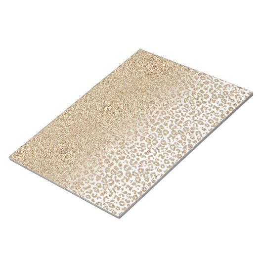 Trendy Gold Glitzer und Leopard Print Gradient Notizblock (angewinkelt)