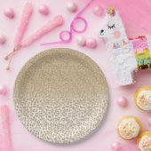 Trendy Gold Glitzer und Leopard Print Gradient Pappteller (Party)