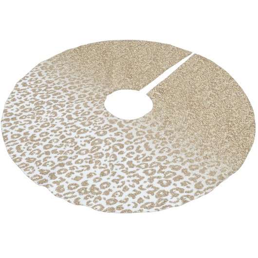 Trendy Gold Glitzer und Leopard Print Gradient Polyester Weihnachtsbaumdecke (Schrägansicht)
