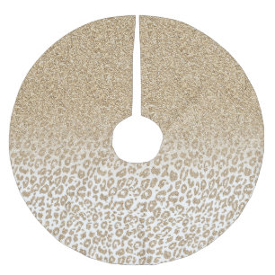 Trendy Gold Glitzer und Leopard Print Gradient Polyester Weihnachtsbaumdecke