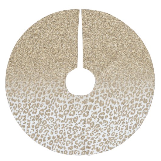 Trendy Gold Glitzer und Leopard Print Gradient Polyester Weihnachtsbaumdecke (Vorderseite)