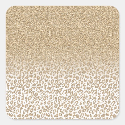 Trendy Gold Glitzer und Leopard Print Gradient Quadratischer Aufkleber (Vorderseite)