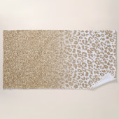 Trendy Gold Glitzer und Leopard Print Gradient Strandtuch (Vorderseite)