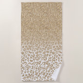 Trendy Gold Glitzer und Leopard Print Gradient Strandtuch (Vorderseite)
