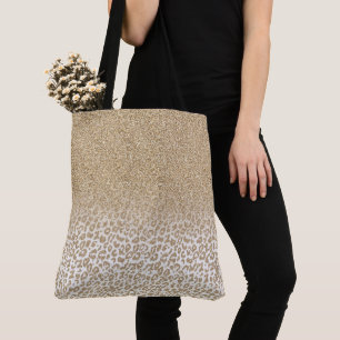 Trendy Gold Glitzer und Leopard Print Gradient Tasche