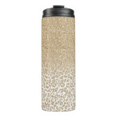Trendy Gold Glitzer und Leopard Print Gradient Thermosbecher (Vorderseite)
