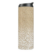 Trendy Gold Glitzer und Leopard Print Gradient Thermosbecher (Nach links gedreht)