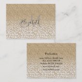 Trendy Gold Glitzer und Leopard Print Gradient Visitenkarte (Vorne/Hinten)