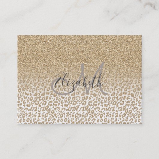Trendy Gold Glitzer und Leopard Print Gradient Visitenkarte (Vorderseite)