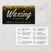 Trendy Gold Glitzer Waxing Aftercare Card Visitenkarte (Vorne/Hinten)