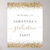 Trendy Gold Glitzer Welcome Graduation Party Poster (Vorne)