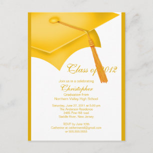 Trendy Gold Grad Cap Graduation Party Einladung