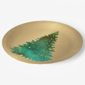 Trendy Gold Green Glitzer Tree Weihnachten Pappteller (Schrägansicht)
