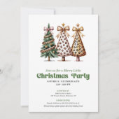 Trendy gold green leopard Christmas tree invites Einladung (Vorderseite)