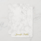 Trendy Gold Handgeschriebener Name Elegante Marmor Mitteilungskarte (Vorne/Hinten)
