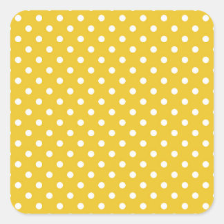 Trendy Gold Hintergrund mit weißen Polka Punkte 1. Quadratischer Aufkleber