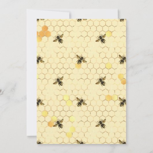 Trendy Gold Honeycomb Bee Birthday Einladung (Rückseite)