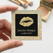 Trendy Gold Lips Glitzer Glitzern Makeup Artist Quadratische Visitenkarte