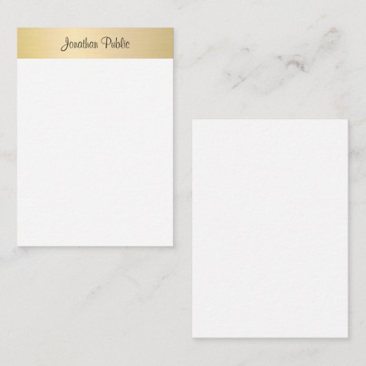 Trendy Gold Look Elegante Template Kalligraphie Mitteilungskarte (Vorne/Hinten)