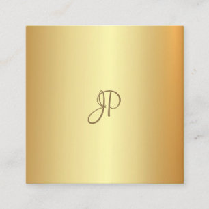 Trendy Gold Look Elegantes handgeschriebenes Monog Quadratische Visitenkarte