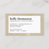 Trendy Gold Marble Muster auf Tan Designer Visitenkarte (Rückseite)