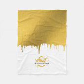 Trendy Gold Metallic Tropfens Script Monogram Fleecedecke (Vorderseite)