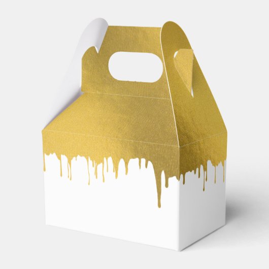 Trendy Gold Metallic Tropfens Script Monogram Geschenkschachtel (Rückseite)