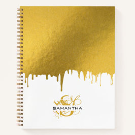 Trendy Gold Metallic Tropfens Script Monogram Notizblock