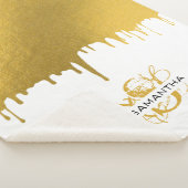 Trendy Gold Metallic Tropfens Script Monogram Sherpadecke (3/4)