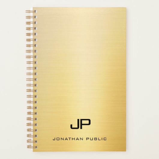 Trendy Gold Modern Monogram Name Template Planer (Vorderseite)