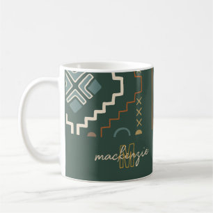 Trendy Gold Monogram auf dem Dark Green Boho Triba Kaffeetasse