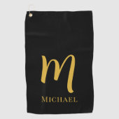 Trendy Gold Monogram, erste moderne Vorlage Golfhandtuch (Vorderseite)