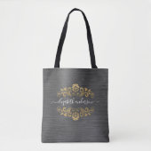 Trendy Gold Monogram Name Script Tote Bag Tasche (Vorderseite)