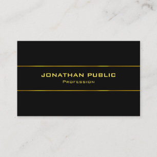 Trendy Gold Name Moderne elegante Schwarze Vorlage Visitenkarte